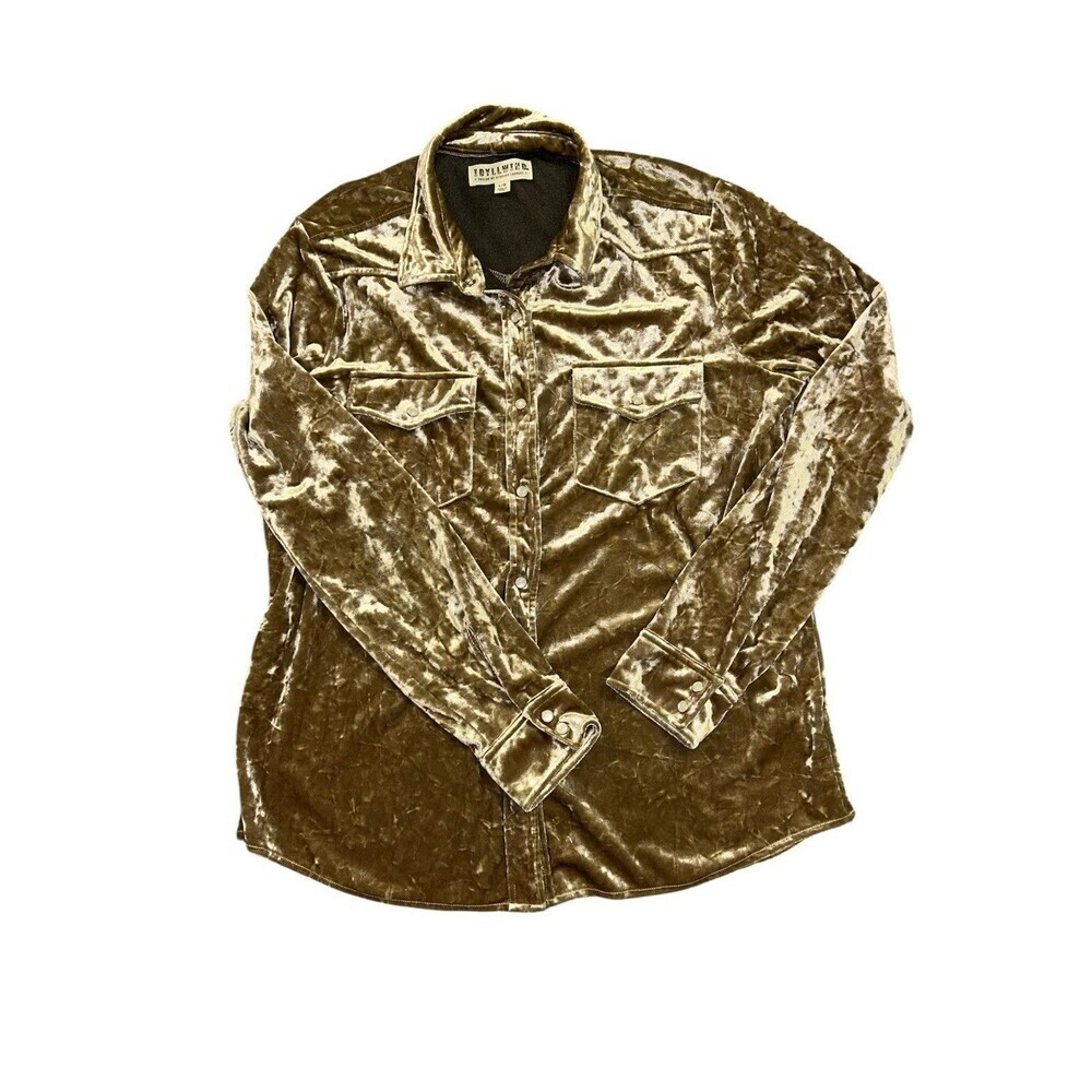 Idyllwind‎ Miranda Lambert Womens Top Shaket Velvet Brown Button Down L